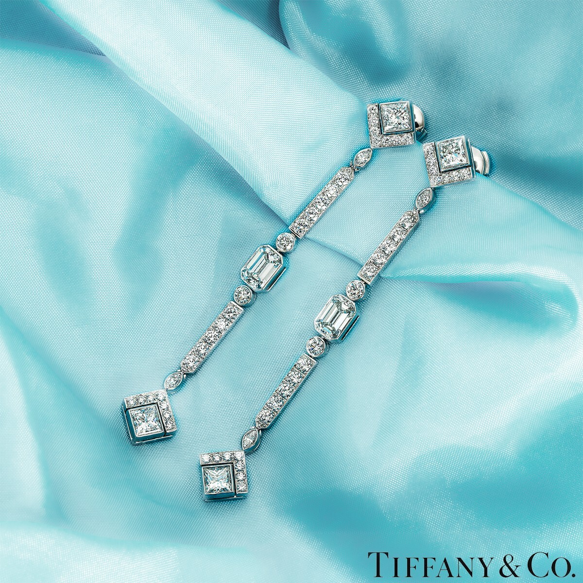 Tiffany & Co. Platinum Diamond Drop Earrings 3.75 TCW  RRP: £65,400