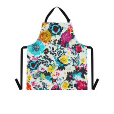 Boho Floral Apron AOP with pockets for Women - AI Art, Black and White