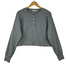 Aritzia Wilfred Free Mavis Sweater Sz Medium Heather Gray Cropped Minimalist NWT