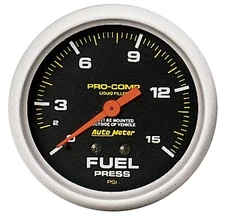 Auto Meter 2-5/8" Fuel Pressure 0-15 PSI Mechanical Liquid Filled Pro-Comp 5411
