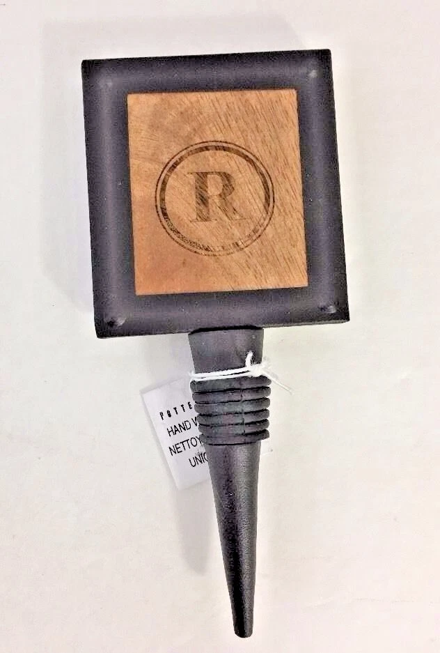 Juego de tapones de botella Pottery Barn Blacksmith/2 monograma R Foto 4 de 4