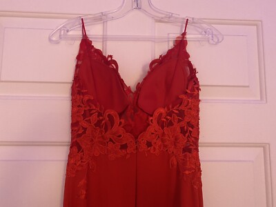 ebay red prom dress Faviana Red Long Simple Strappy-Back Prom Dress Emerald / 00