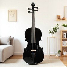 3/4 Size Beginner Acoustic Violin Set - Black Case Bow Rosin Student