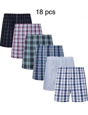 New Men  s 18 Piece Boxer Plaid Shorts Underwear 3 of each L 32-34 Free Shipping