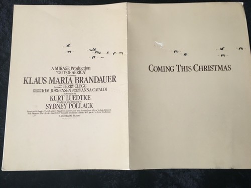 OUT OF AFRICA Original 1984 ?Coming This Christmas?. Movie Folded One Sheet - Picture 6 of 6
