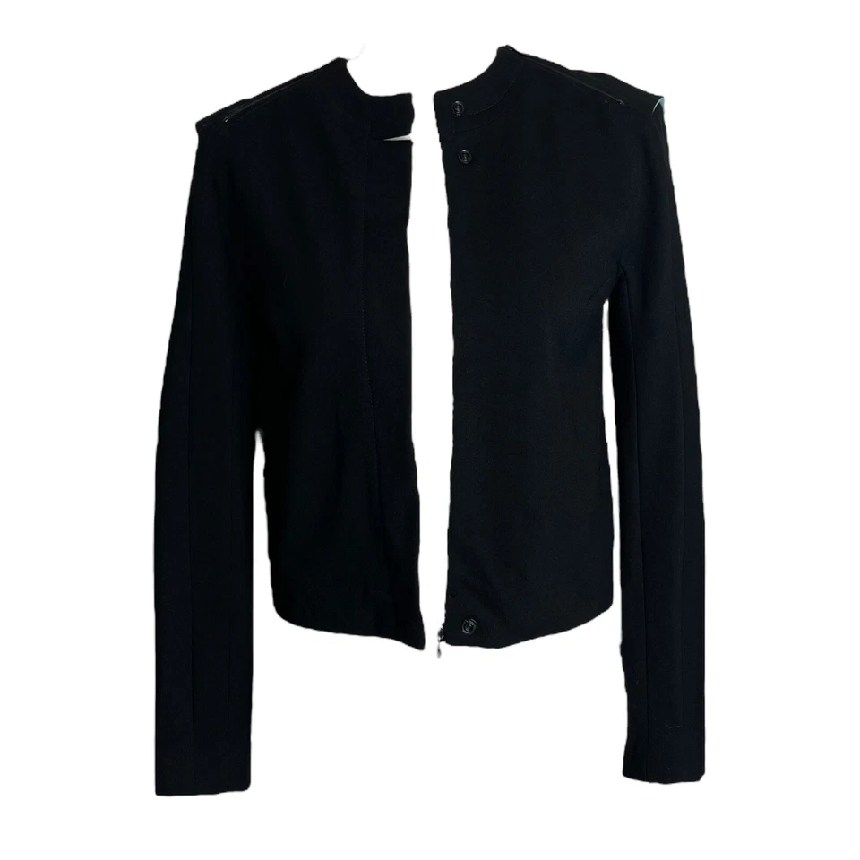 Chaqueta Blazer DIANE VON FURSTENBERG DVF Cremallera Frontal Moto Negro Azul XXS Foto 3 de 4