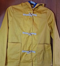 Louche Jacket Yellow Canvas Duffle Sailing Hooded Toggles Short Uk12 Cotton