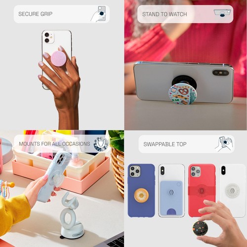 PopSockets PopGrip Phone Grip Stand Mount Holder Swap - Knurled Texture Black - Picture 7 of 12