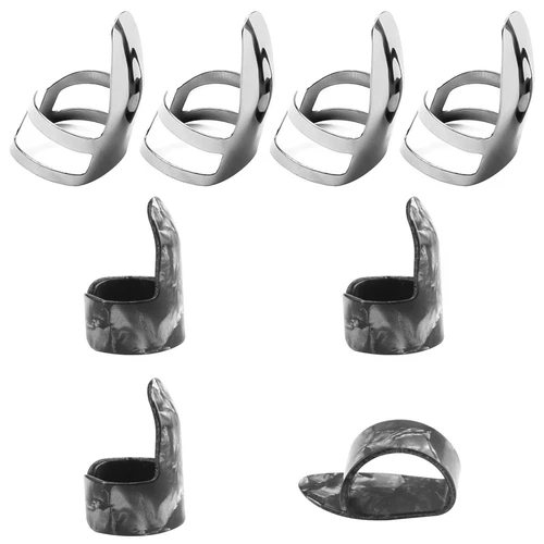 8Pcs Steel Finger Picks Set Stainless Steel Finger and Thumb Pick Metal Finger
