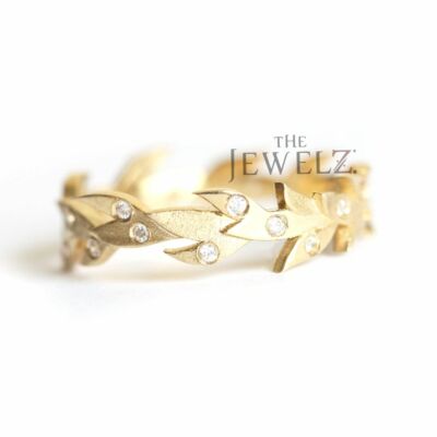 14K Gold 0,30 ct VS/F-G Diamant Baum Zweig Blatt Design Ring-The Jewelz