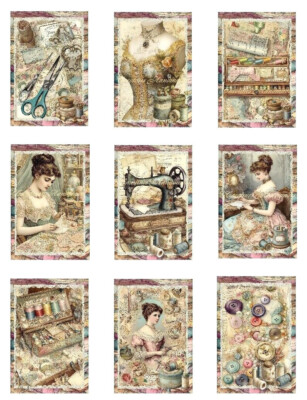 Vintage Victorian Sewing A Designer MULTI-SIZE SET Cotton Fabric Quilt Blocks