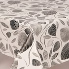 Pvc Tablecloth Monochrome Black /Grey Flowers and Leaves  , Vinyl Wipe Clean