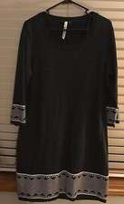 NY Collection Size LG Gray Cable-Knit Sweaterdress Dress
