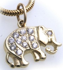 Pendant Real Gold 333 Elephant With Zirconia Set Yellow Gold Unisex Quality