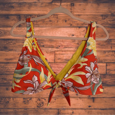 Sandflower Orange Floral Tie Front Bikini Top XL