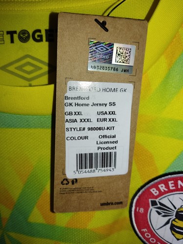BRENTFORD FC Goalkeeper Shirt Bnwt Size XXL Mens - Picture 3 of 6