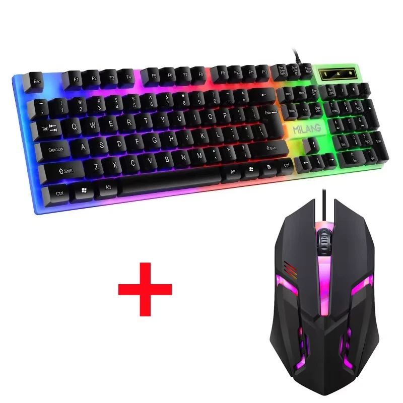 104-Key Wired Mechanical Gaming Keyboard with Floating Buttons and Rainbow Backlight for Enhanced Precision and Style