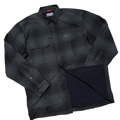 SIMMS Shirt Fleece Lined Flannel Shacket Jacket Button Up Flap Pockets Mens M
