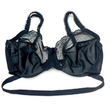 36D Black Bra Backless by Young Smoothie Unlined Underwire Lace Adjustable Strap