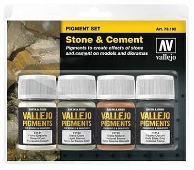 Vallejo 30ml Bottle Stone amp; Cement Pigment Powder Set (4 Colors) - Hobby