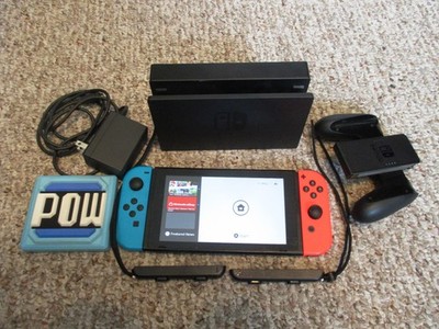 Nintendo Switch System Console w/Neon Red & Blue Joy-Cons + Dock & Extras