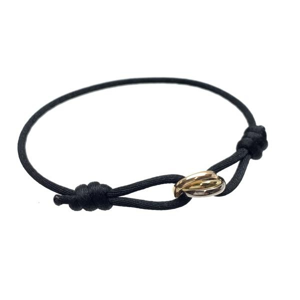 Cartier Trinity Cord Bracelet in 18K Yellow White Pink Gold Black Jewellery