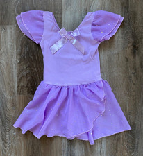 Purple Cotton Blend Skirted Leotard with Shiny Foil Dots on Skirt Girl's Size XS