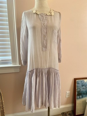 Giada Forte Resort Italy Sheer Cotton Lavender Dress with Lace Collar