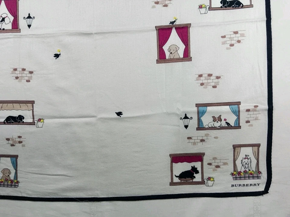 Хлопковый шарф Burberry шарфы повязка на голову розовый собачий узор 19 дюймов x 19 дюймов - Изображение 2 из 4