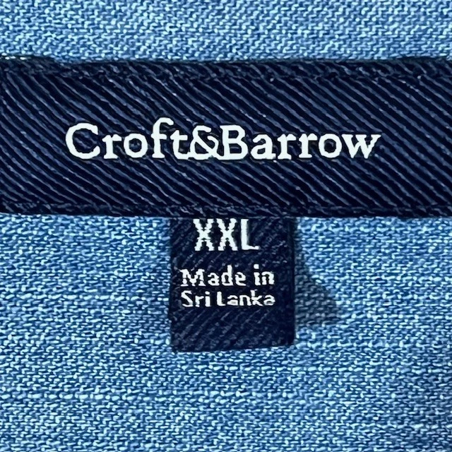 Croft&Barrow Shirt Men's 2XL Denim Blue Long Sleeve 100% Cotton Button-Down - Image 2 of 4
