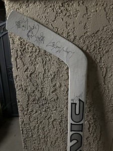 VIC Pro White Wood Ice Hockey Stick Signed Goalkeeper, Wayne Gretzk, luk Robatit