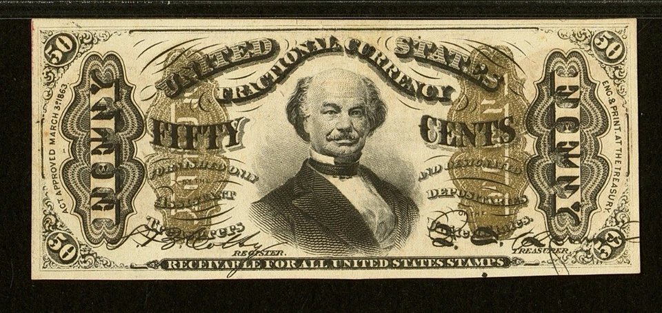 FR# 1326 Fractional 1864 Union Currency 50c, Civil War Third Issue, PMG ChAU 58 - Image 3 of 4