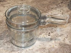 PYREX #6283 Clear Glass Flameware Double Boiler w/Lid 1.5 Qt
