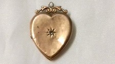 Antique Victorian 9ct Rose Gold And Diamond Heart Photo Locket