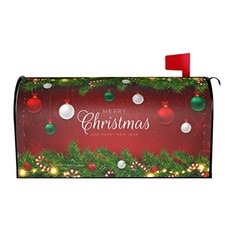 Merry Christmas Mailbox Cover - Standard Size Red Christmas Tree Magnetic