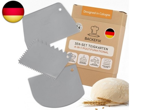 Backefix Teigschaber Set — 3 Teigkarten &Amp; Teigschneider Mit Gerader, R-image