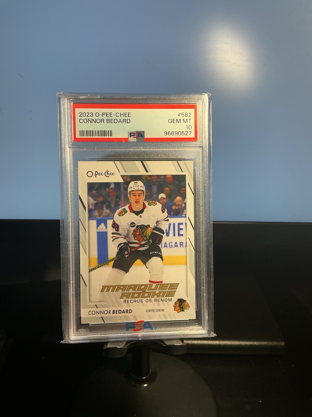 2023-24 O-Pee-Chee Marquee Rookie Connor Bedard #582 (RC) PSA 10 view 1