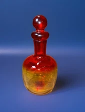 Blenko Glass #708 Tangerine Decanter w/Tiered Stopper Joel Myers Vintage 1970’s