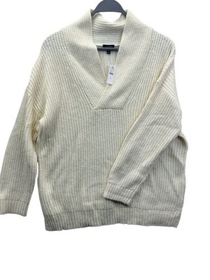Talbots Women's Shawl Collar Sweater Size Medium Wool Blend New NWT Ivory