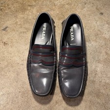 Prada Men’s Leather Loafers Dark Gray Tagged 8.5 Fits 9.5 Made in Italy