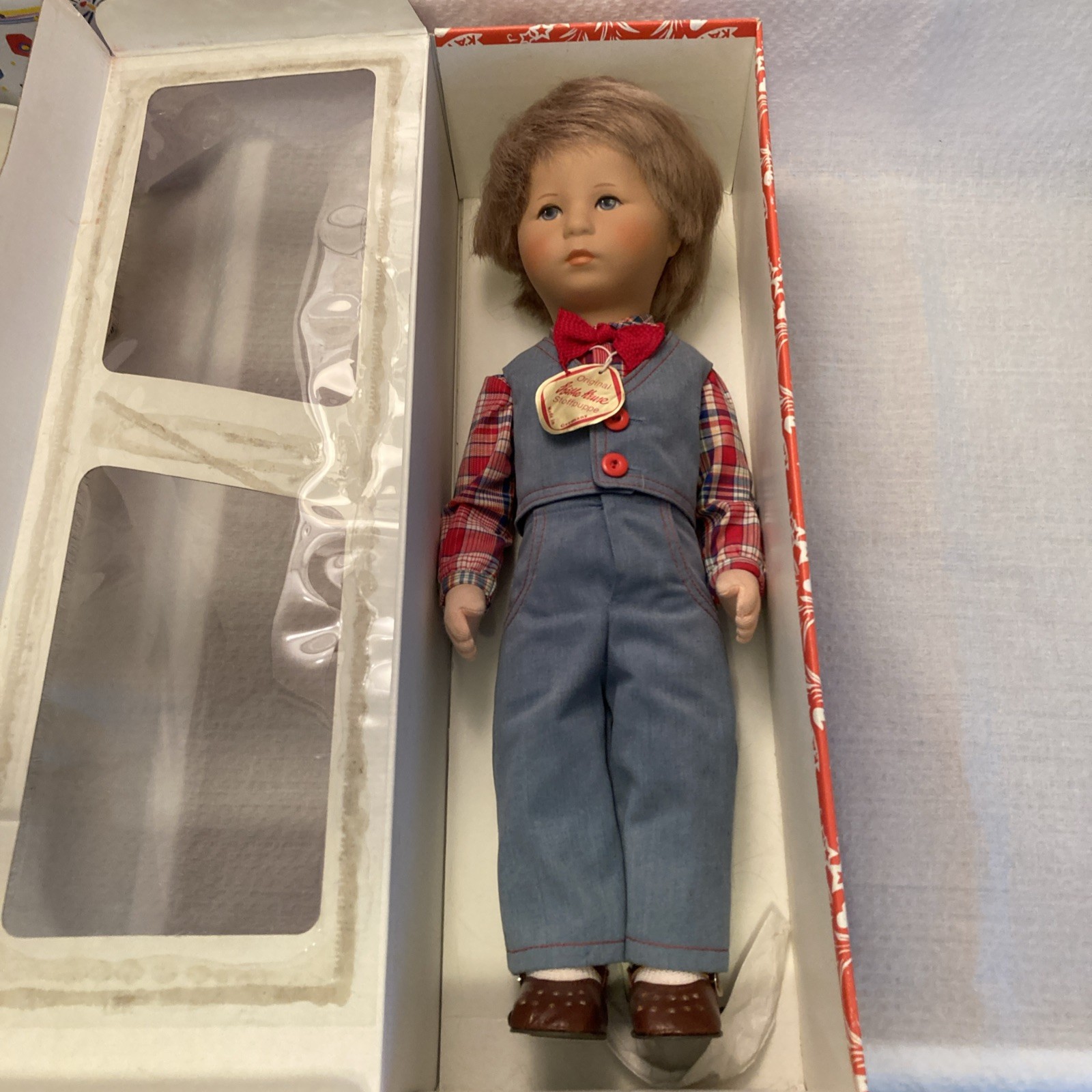 Vtg Quality Kathe Kruse Stoffpuppe Boy Doll Made In Germany Platinum Hair 18&rdquo;T