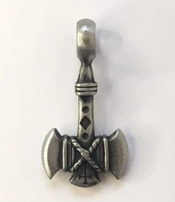 Pewter Battle Axe Pendant Double Sided Ax Unsigned Unisex Viking Theme
