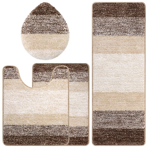 Bathroom Rugs Sets 4 Piece with Toilet Cover, Plush Shaggy Bathroom Rugs Non ... - Picture 8 of 8
