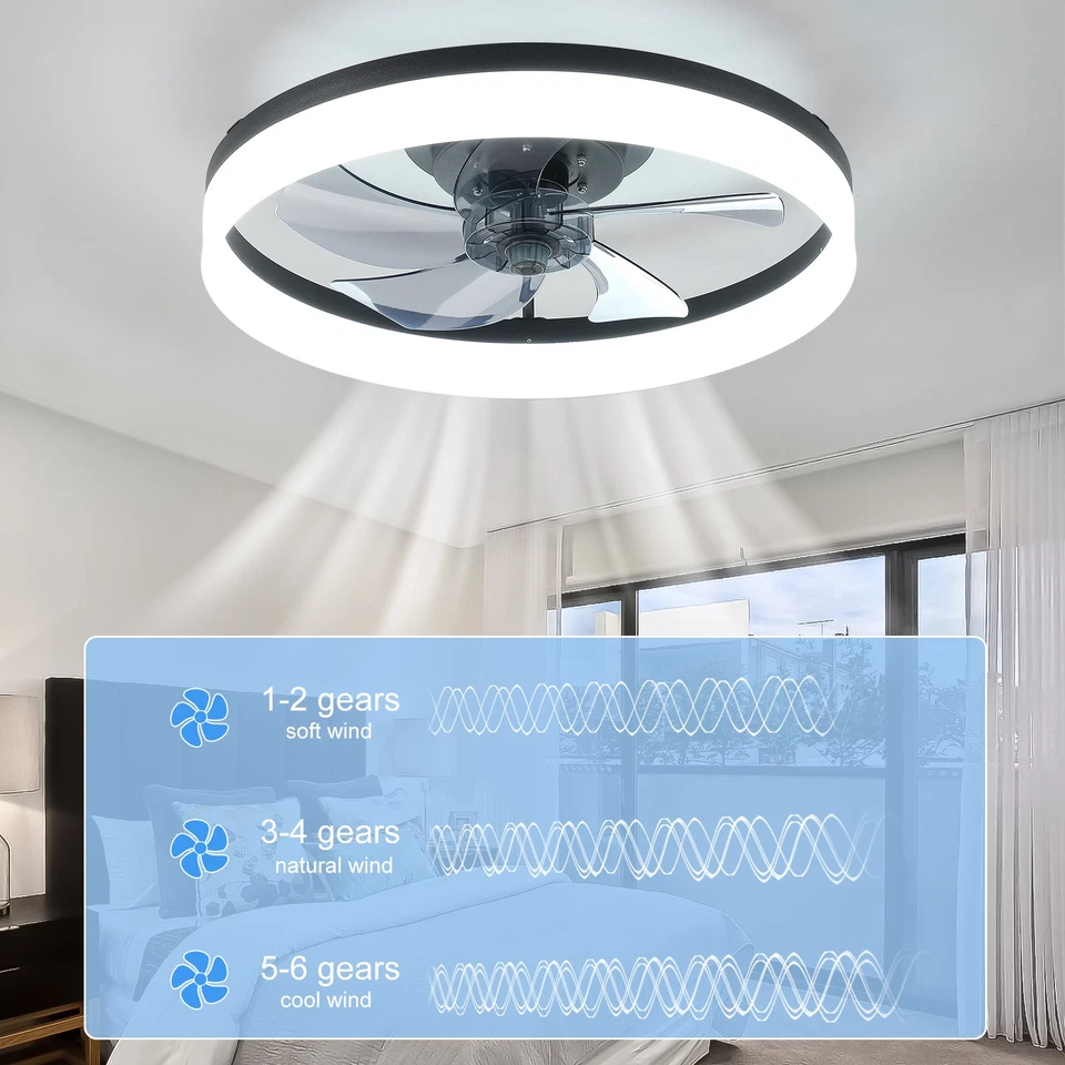 20" Modern Fan Lights Flush Mount LED Ceiling Light kit With APP Remote Control - Image 4 of 4