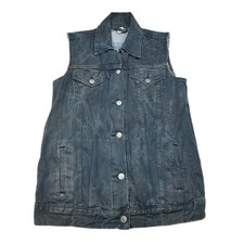 Levi's Denim Trucker Vest Womens Small Blue Sleeveless Jean Jacket Dark Wash