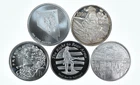 Lot 5 VINTAGE 1 Oz Silver Bars/Rounds Art Bars Collection Poured .999 *544