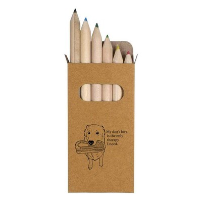 6 kurze 85 mm Bleistifte / Buntstift-Set ''Hund hält Schuh'' (PE00088396)