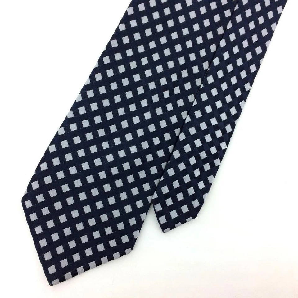 Corbata Charvet France Tie Drak Azul Marino Plata Tejida a Cuadros Seda L3 De Colección/Rara Foto 3 de 4
