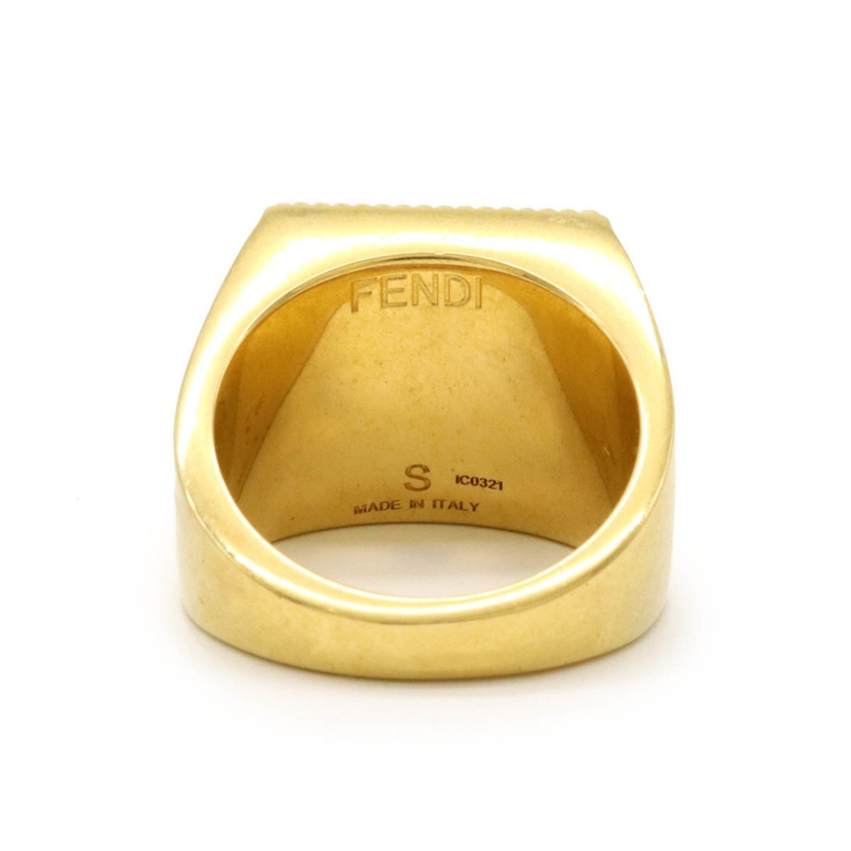 FENDI FF Guilloche Ring Wide GP #S S Size Japanese Approx