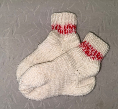 Kids Hand Knitted Wool Socks Sz 4-6 Thick Warm Winter Grandma Handmade 6.5''